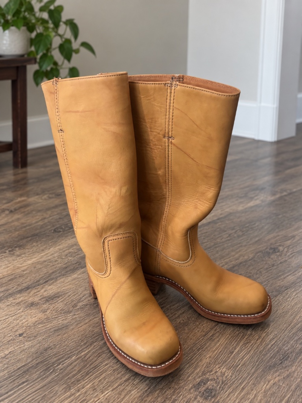Frye Campus 14L Tall Leather Boots — Banana